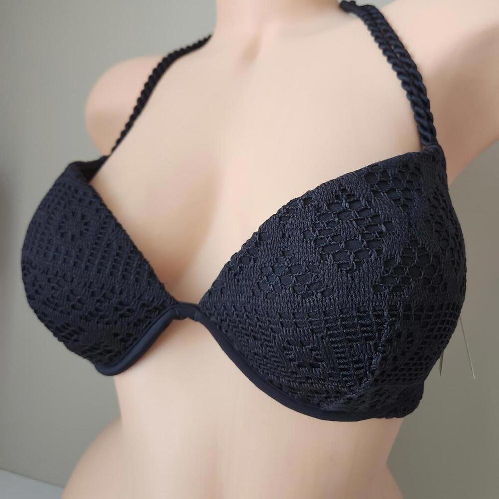 Victoria's Secret Black Crochet Bikini Top- 34D